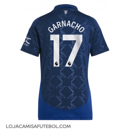 Camisa de Futebol Manchester United Alejandro Garnacho #17 Equipamento Secundário Mulheres 2024-25 Manga Curta